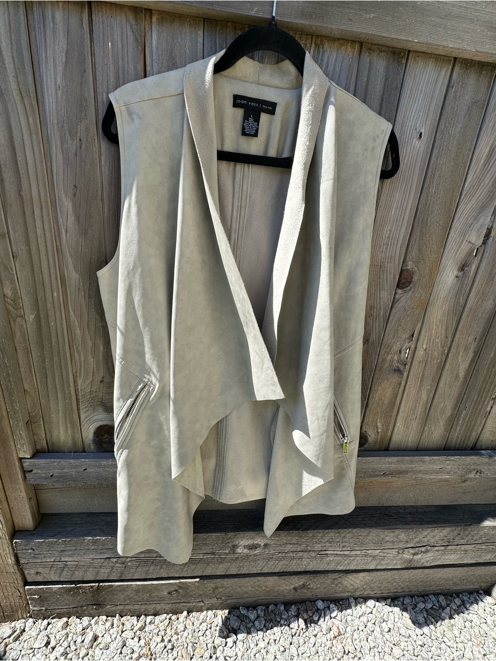 Joan Vass Light colour Open Drape Suede Vest